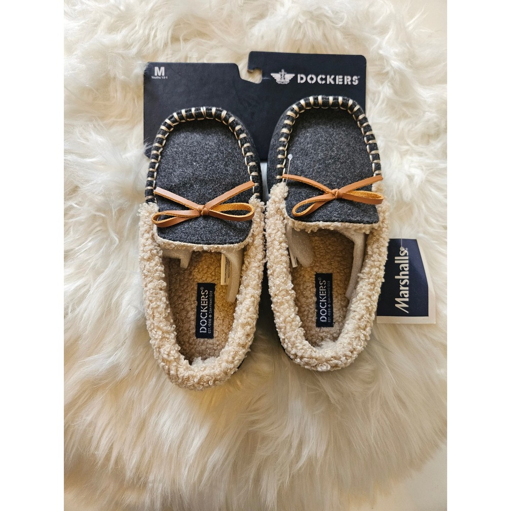 Dockers Moccasin Slippers Cozy Sherpa Lined House Shoes Kids Size M